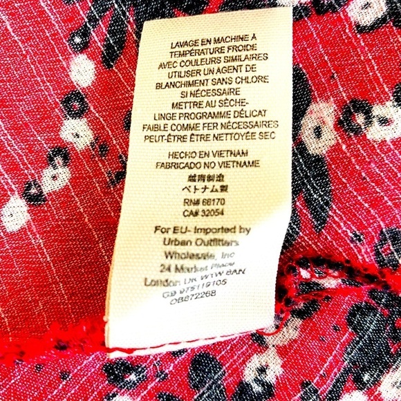 Free People Tough Love Red Poppy Floral Shirt Dress Size 6 - Picture 8 of 9